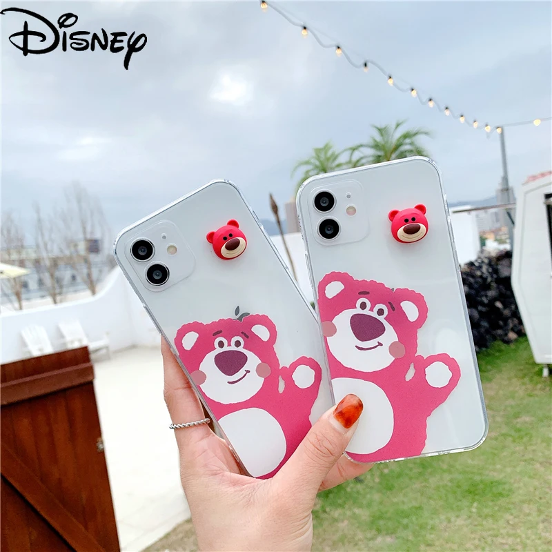

Disney cartoon cute strawberry bear couple phone case for iPhone11promaxi/11pro/12promax/7plus/8plus/se/xr/girl phone cover
