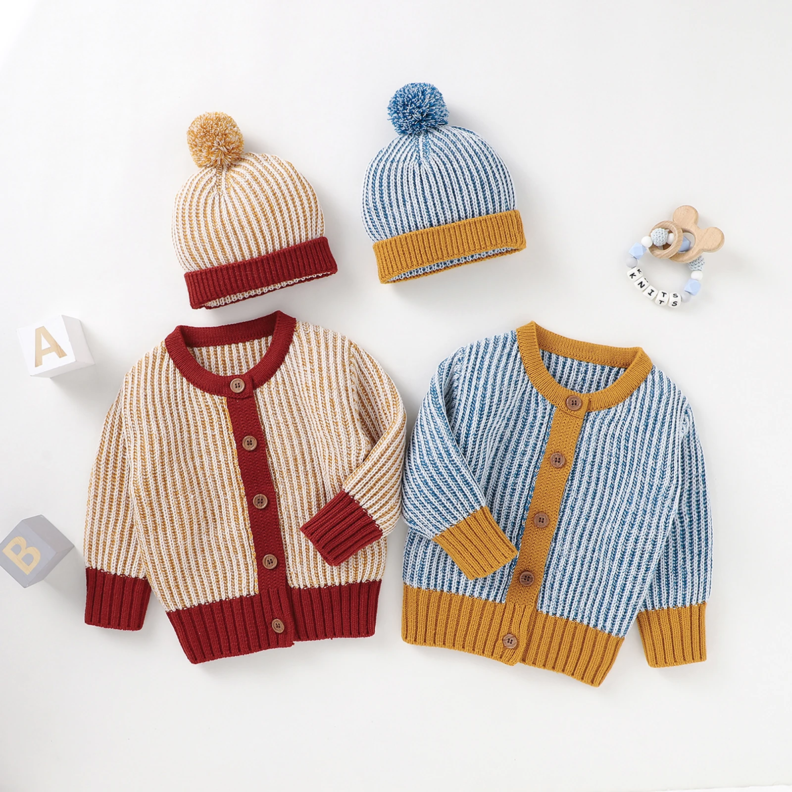 Spring Autumn Toddlers Coats Outfit Baby Boys Girls Mixed Color Long Sleeve Single-breasted Knitted Outwear + Plush Ball Cap
Spring Autumn Toddlers Coats Outfit Baby Boys Girls Mixed Color Long Sleeve Single-breasted Knitted Outwear + Plush Ball Cap