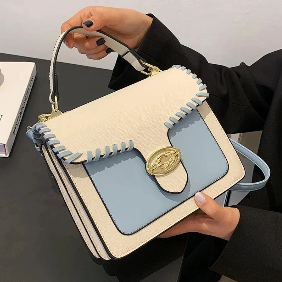 Contrast color Square Tote bag 2021 New High-quality PU Leather Women's Designer Handbag Luxury brand Shoulder Messenger Bag
Contrast color Square Tote bag 2021 New High-quality PU Leather Women's Designer Handbag Luxury brand Shoulder Messenger Bag
