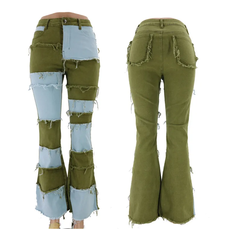 2020 Women Patchwork Flare Jeans High Waist Stretch Denim Pants Destroyed Jeggings Ladies Slim Fit Skinny Fashion Streetwear
2020 Women Patchwork Flare Jeans High Waist Stretch Denim Pants Destroyed Jeggings Ladies Slim Fit Skinny Fashion Streetwear