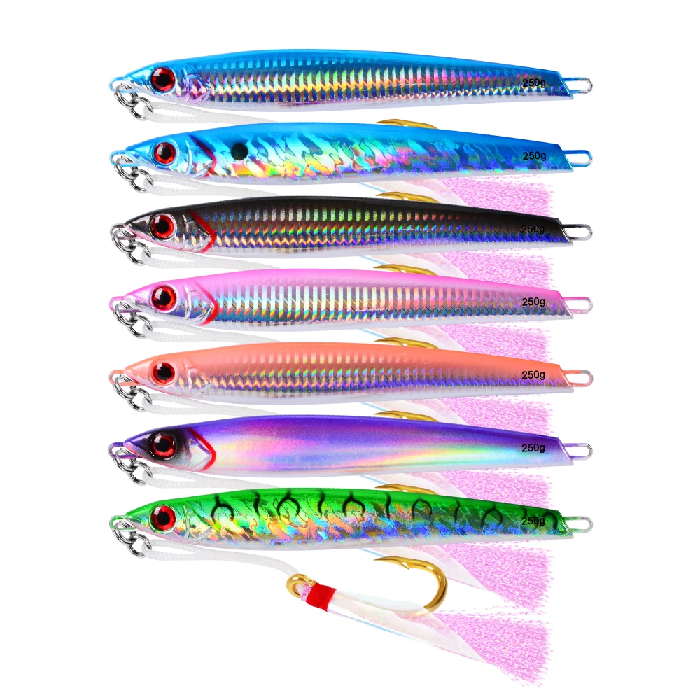 7PC Metal Fishing Lure Lead Fish Deep Ocean Sea Jigging Fishing Sea Baits 250G/17CM Metal Jigging with 14# Ise Nepal Hooks
7PC Metal Fishing Lure Lead Fish Deep Ocean Sea Jigging Fishing Sea Baits 250G/17CM Metal Jigging with 14# Ise Nepal Hooks