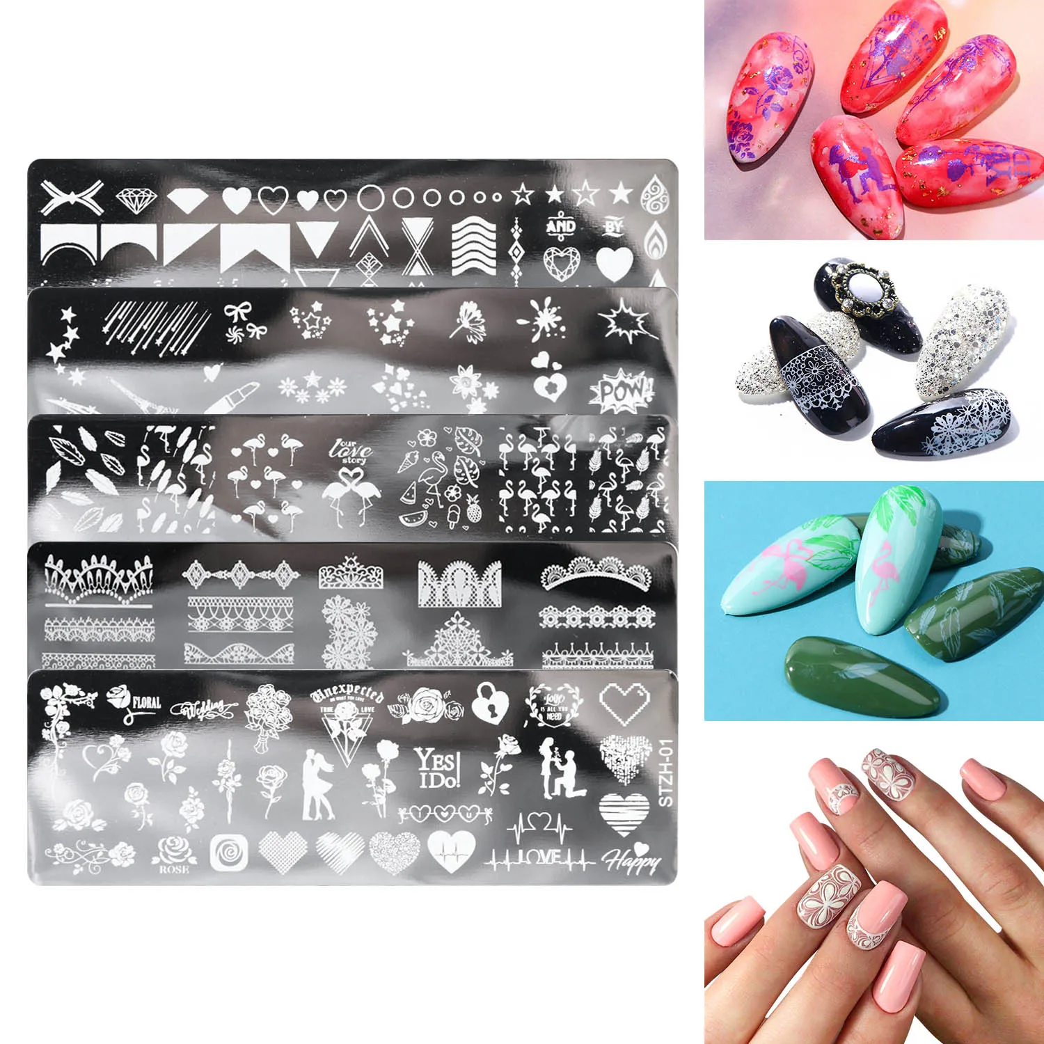 Nail stamper,Pinkiou Nail Stamping Plates Nail Art Stamping Kit,5pcs Nail Stamping Plate Gel Polish Transfer Stencils Set
Nail stamper,Pinkiou Nail Stamping Plates Nail Art Stamping Kit,5pcs Nail Stamping Plate Gel Polish Transfer Stencils Set