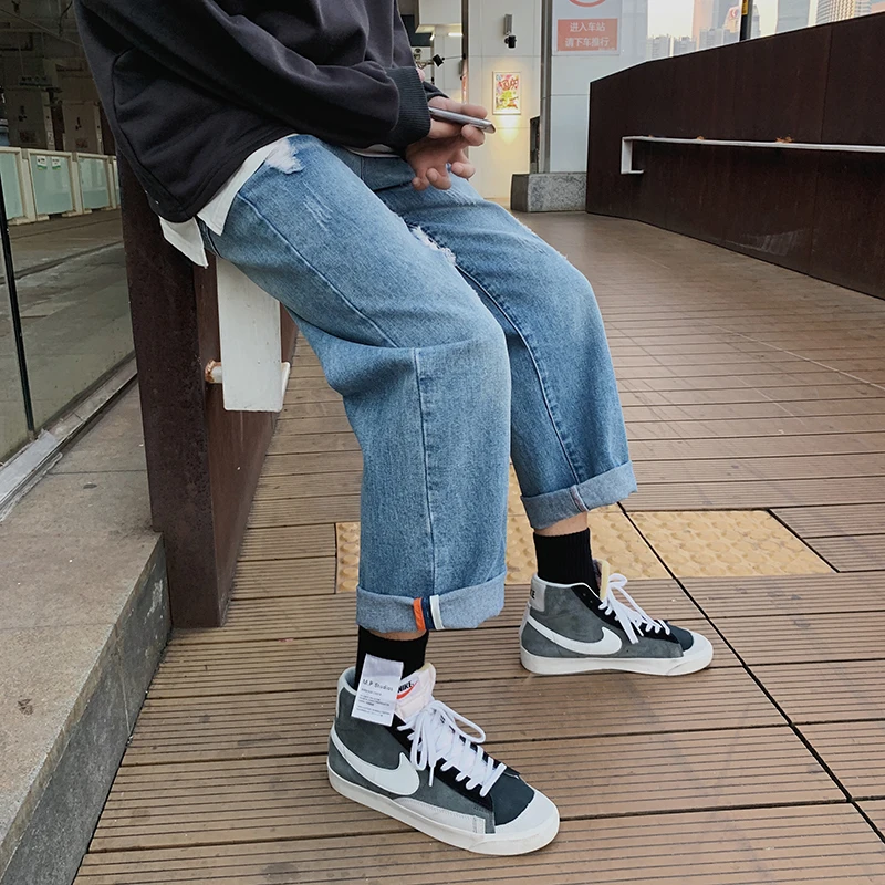 2020 Spring And Summer New Youth Popular Solid Color Hole Loose Couple Jeans Fashion Casual Straight Pants Blue M-2XL
2020 Spring And Summer New Youth Popular Solid Color Hole Loose Couple Jeans Fashion Casual Straight Pants Blue M-2XL