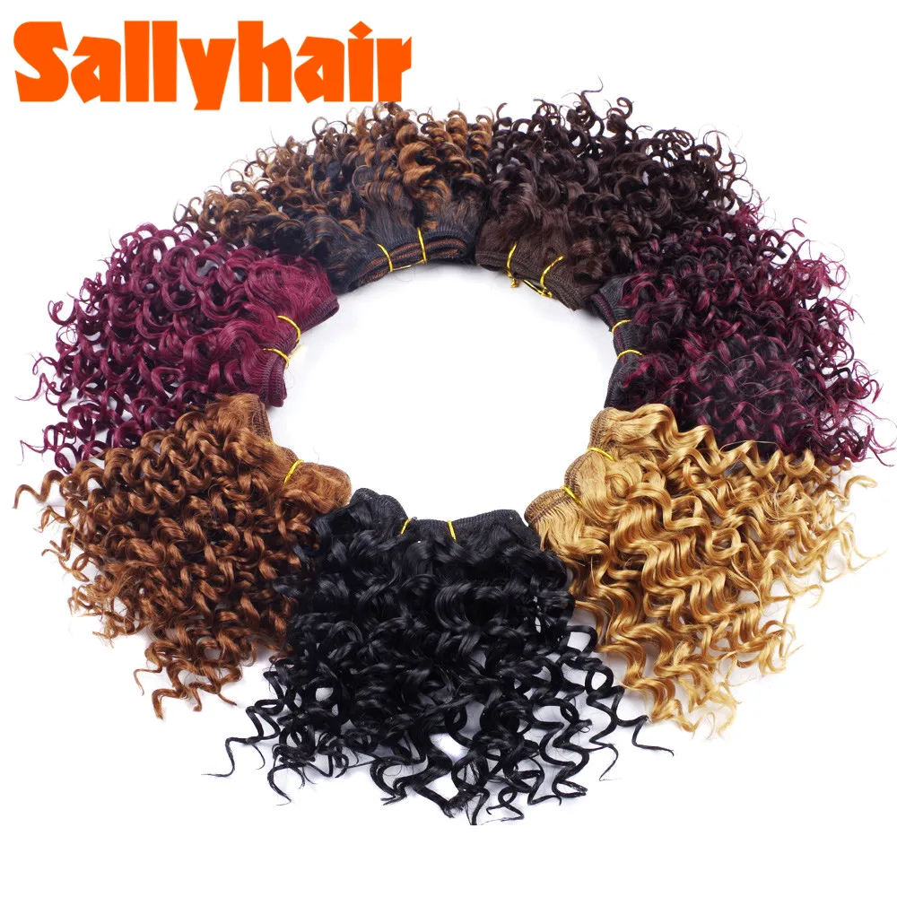 Sallyhair 3 шт./упак. Курчавые Кудрявые синтетические волосы для наращивания вязаные