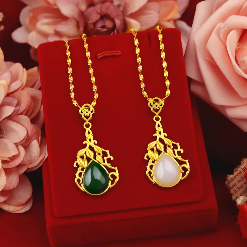 Sand Gold 14K Pendant Necklace for Women's Wedding Engagement Jewelry Flower Green Chalcedony Gemstone Chain Necklace Collar
Sand Gold 14K Pendant Necklace for Women's Wedding Engagement Jewelry Flower Green Chalcedony Gemstone Chain Necklace Collar