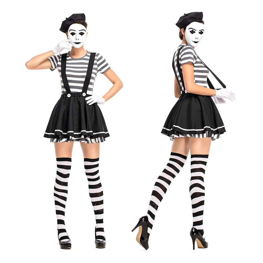 Adult Halloween Clown Cosplay Costume for Women Carnival Party Funny Stripe Street Joker Funny Fancy Strap Dress Hat Set
Adult Halloween Clown Cosplay Costume for Women Carnival Party Funny Stripe Street Joker Funny Fancy Strap Dress Hat Set