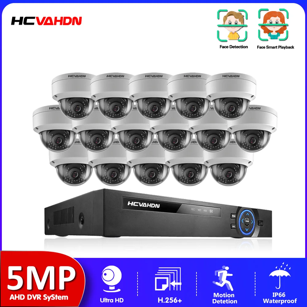 

HD-TVI AHD 16CH DVR Kit 5MP Sony Security Cameras 8/16pcs 5.0MP Day Night Vision CCTV Home Security Kit System with 4TB HDD
