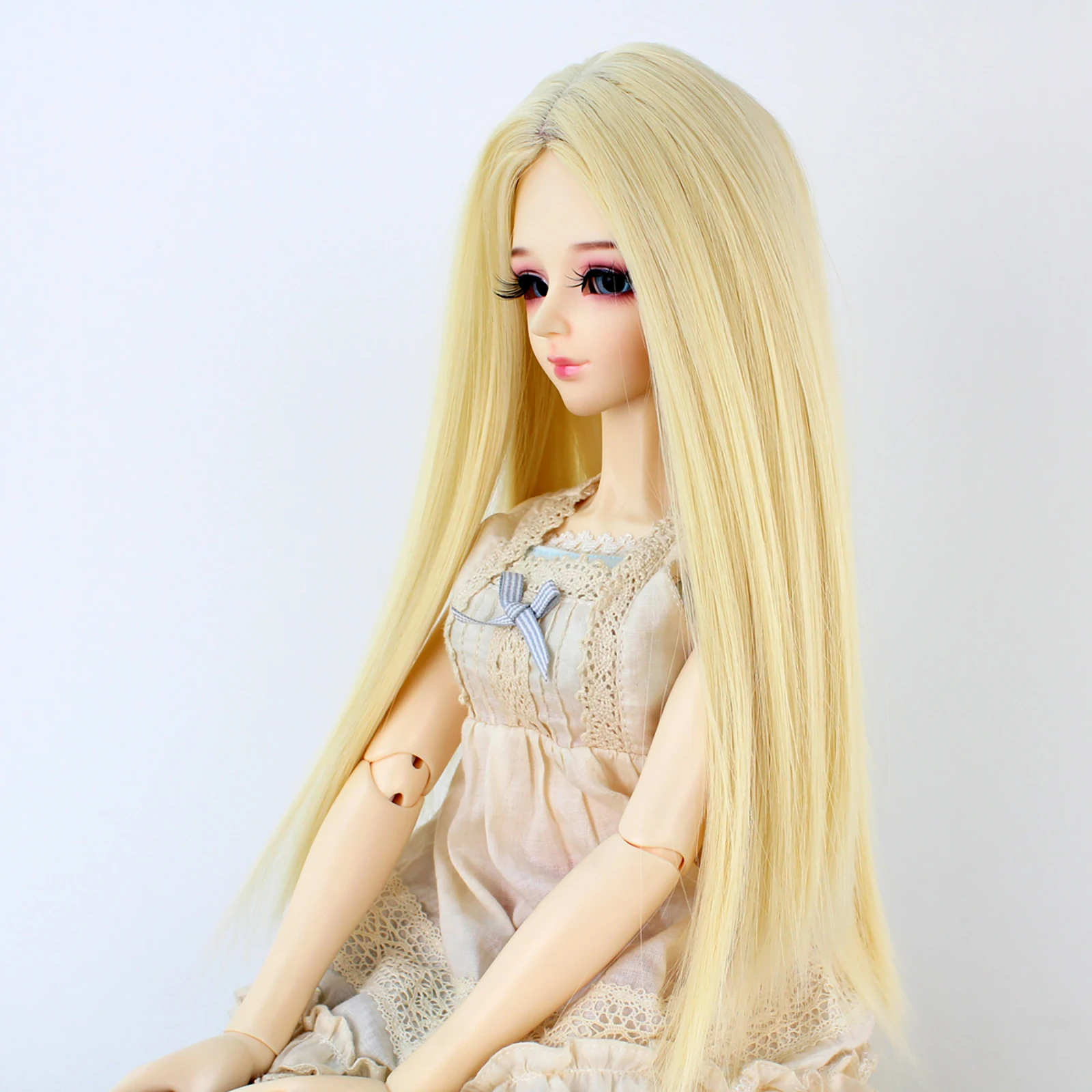 Длинные прямые волосы Miss U 8-9 дюймов 1/3 BJD MSD DOD Pullip Dollfie кукольный парик разделение