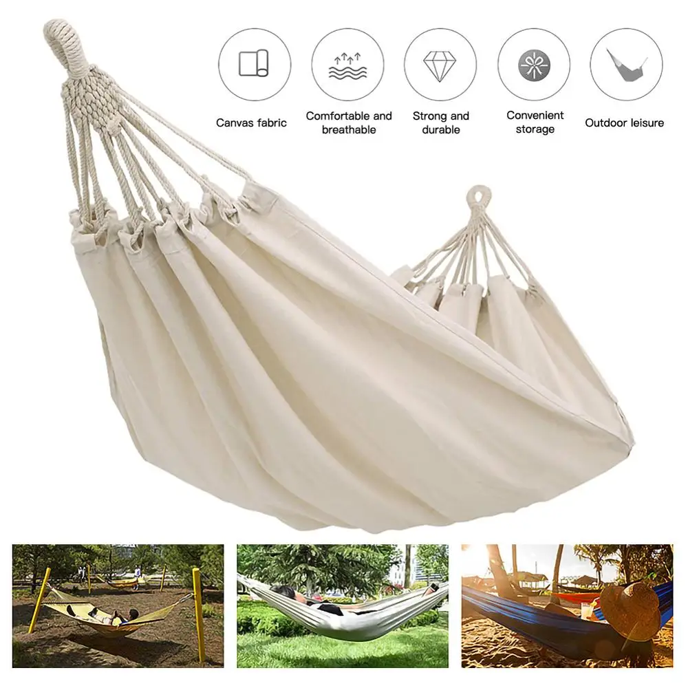 White canvas outdoor double hammock anti-rollover camping hammock solid color 2 meters double hammock terrace bed travel hiking
White canvas outdoor double hammock anti-rollover camping hammock solid color 2 meters double hammock terrace bed travel hiking