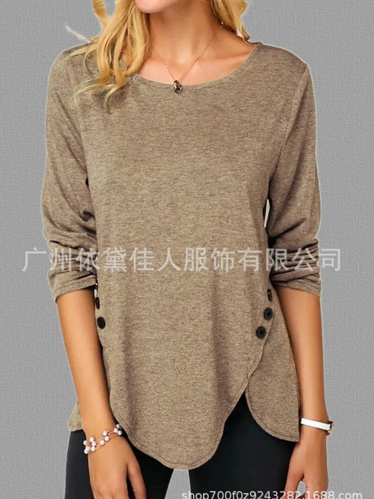 Women Spring Autumn Purple Button Ruffles T-Shirt Ladies Fashion Solid Color Plus Size Tees Female Brand Casual Tops ZM590
Women Spring Autumn Purple Button Ruffles T-Shirt Ladies Fashion Solid Color Plus Size Tees Female Brand Casual Tops ZM590