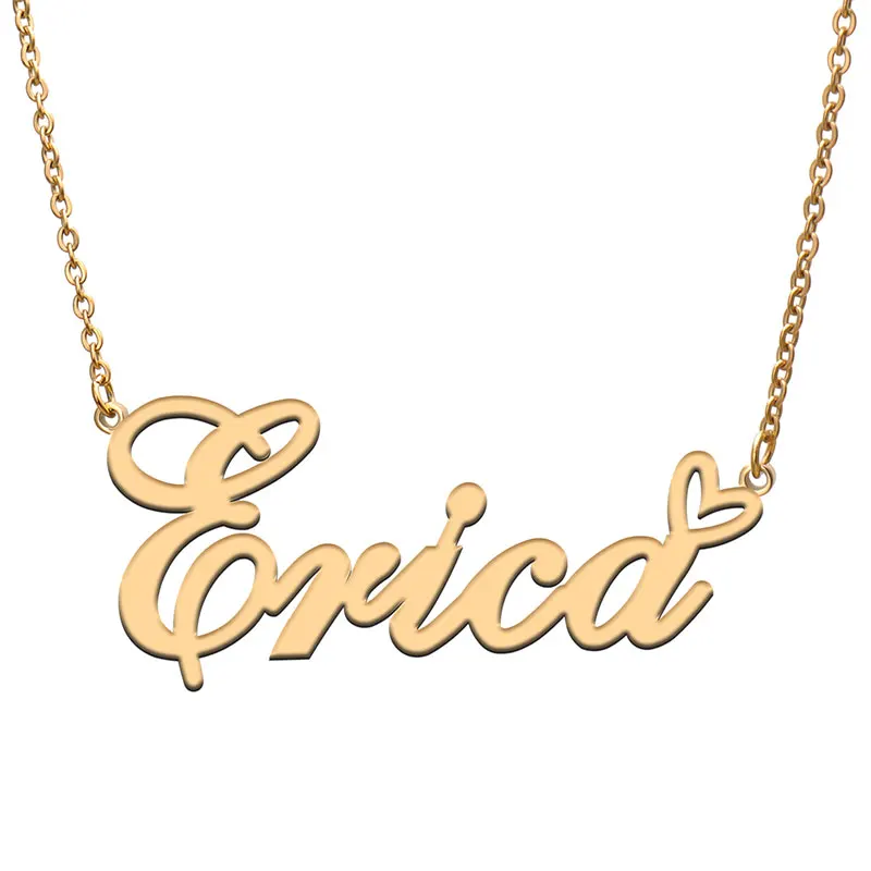 

Love Heart Erica Name Necklace for Women Stainless Steel Gold & Silver Nameplate Pendant Femme Mother Child Girls Gift