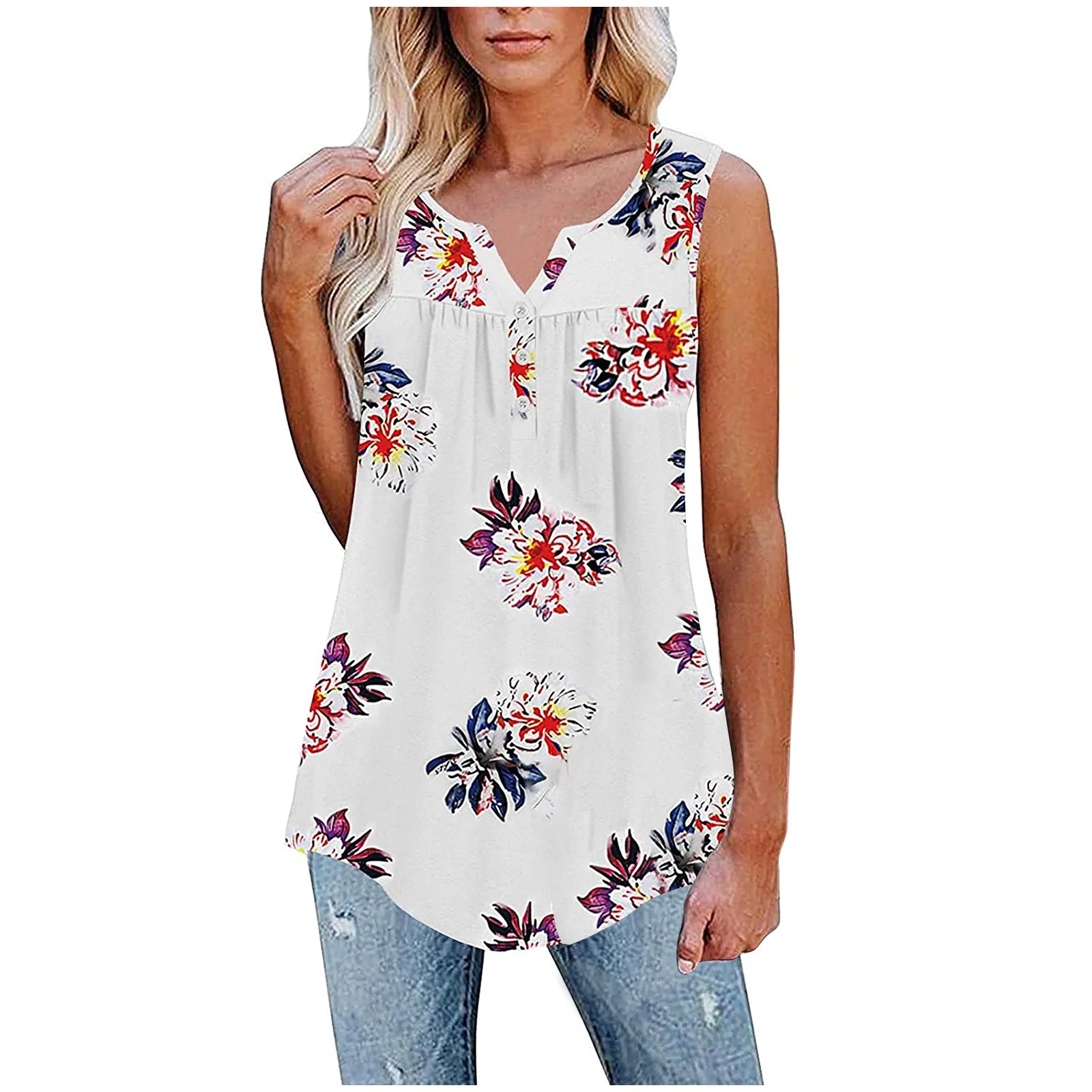 Blouse Women Harajuku Tops And Blouses Fashion Womens Summer V-neck Sleeveless Prints Ruffle Loose Blouse Vetement Femme 2021
Blouse Women Harajuku Tops And Blouses Fashion Womens Summer V-neck Sleeveless Prints Ruffle Loose Blouse Vetement Femme 2021
