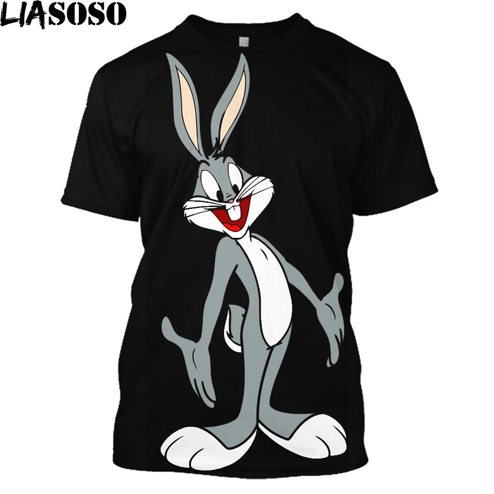 Liaseo 2021 Harajuku 3D печать знаменитый мультфильм баги Банни рубашка для женщин мужчин