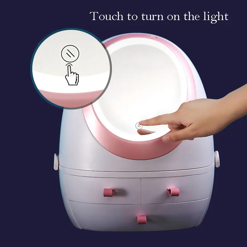 Portable LED Storage Box Makeup Mirror Drawer Type Dust-Proof Waterproof Desktop Jewelry Skin Care Cosmetic Case Organizer
Portable LED Storage Box Makeup Mirror Drawer Type Dust-Proof Waterproof Desktop Jewelry Skin Care Cosmetic Case Organizer