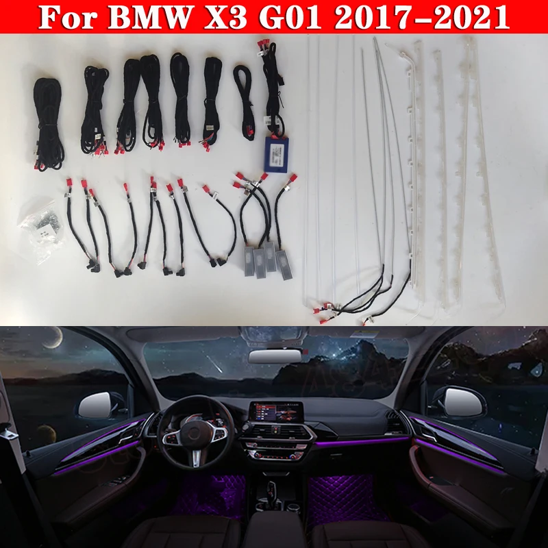 For BMW X3 G01 2017-2021 11 colors Car Ambient Light Screen control Decorative LED Auto Atmosphere Lamp illuminated Strip
For BMW X3 G01 2017-2021 11 colors Car Ambient Light Screen control Decorative LED Auto Atmosphere Lamp illuminated Strip