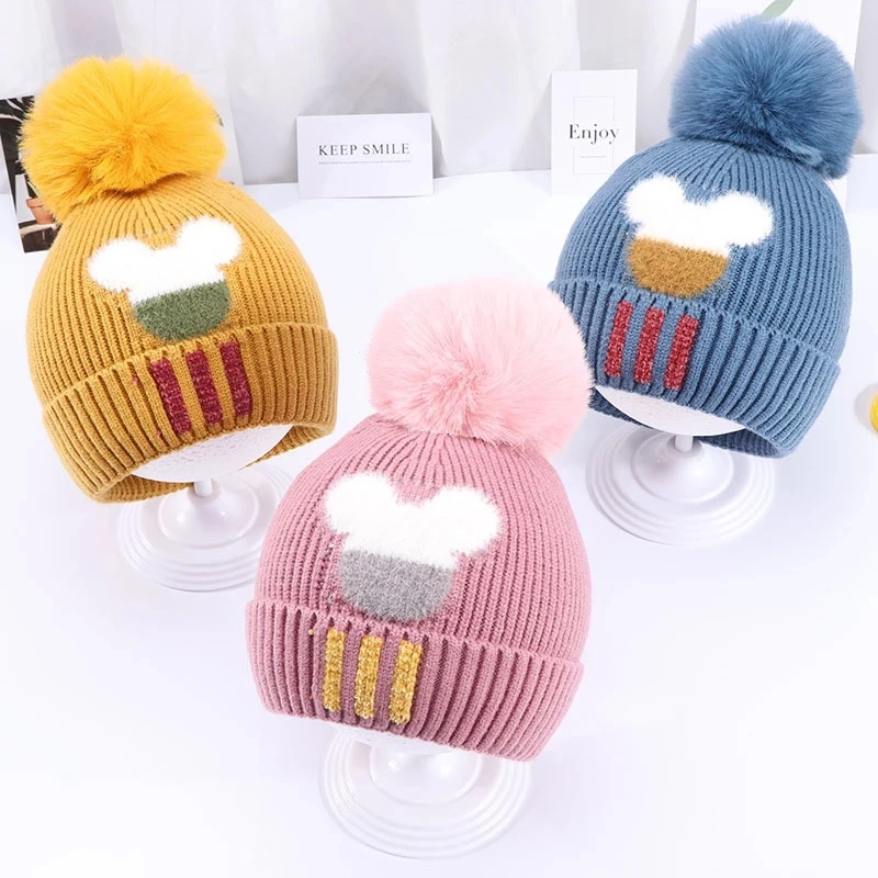 Bonnets Girl Boy Cartoon Bear Children's Pom Pom Knitted Warm Caps 1-4years Kids Baby Winter Hats Soft bone
Bonnets Girl Boy Cartoon Bear Children's Pom Pom Knitted Warm Caps 1-4years Kids Baby Winter Hats Soft bone