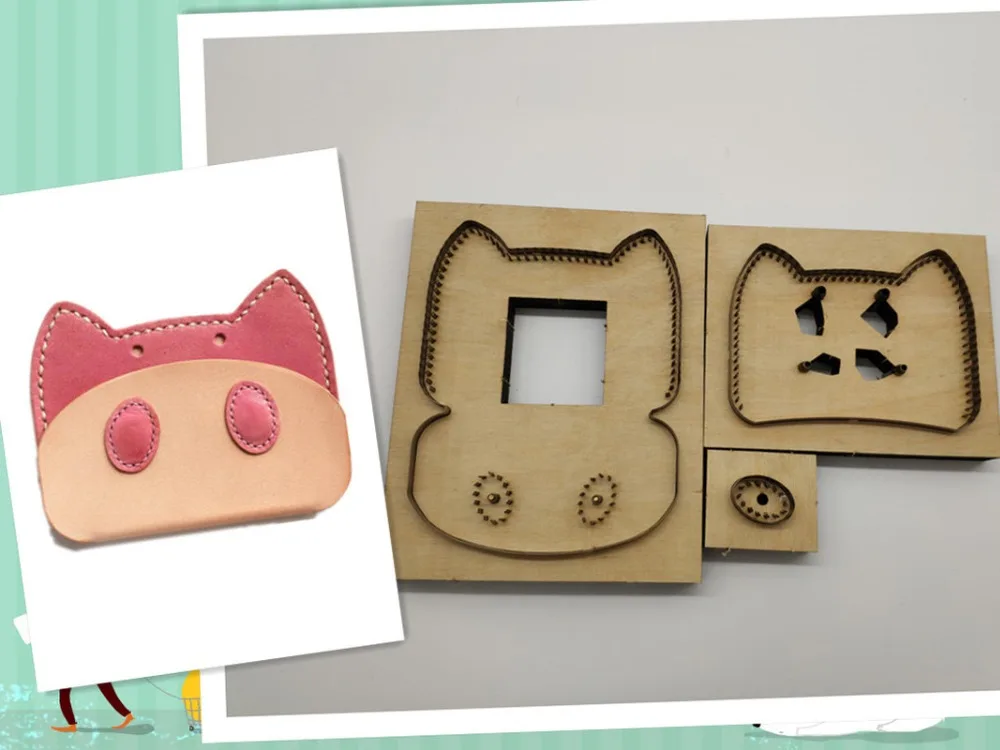 

2019 Japan Steel Blade Rule Die Cut Steel Punch Cartoon Pig Wallet Cutting Mold Wood Dies for Leather Cutter for Leather Crafts