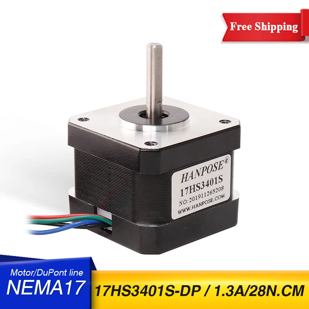 Nema 17 Stepper Motor 34mm 42BYGH 1.3A 4-lead 28N.CM 17HS3401S-DP step motor 1M Cable for 3D Printer CNC XYZ
Nema 17 Stepper Motor 34mm 42BYGH 1.3A 4-lead 28N.CM 17HS3401S-DP step motor 1M Cable for 3D Printer CNC XYZ