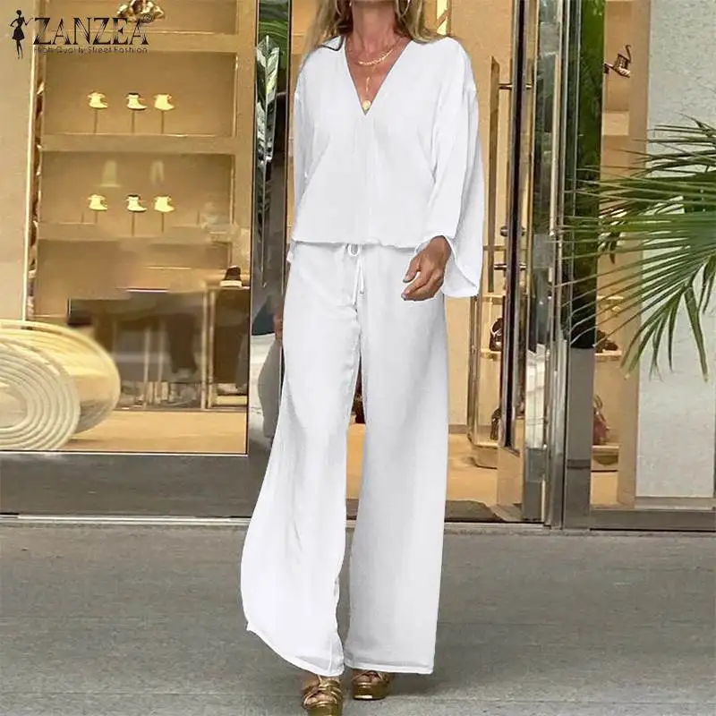 Stylish Woman Autumn Blouses Traksuits ZANZEA 2022 Long Sleeve Tops and Elastic Waist Pants Female Solid Top Oversized Sets 2PCS
Stylish Woman Autumn Blouses Traksuits ZANZEA 2022 Long Sleeve Tops and Elastic Waist Pants Female Solid Top Oversized Sets 2PCS