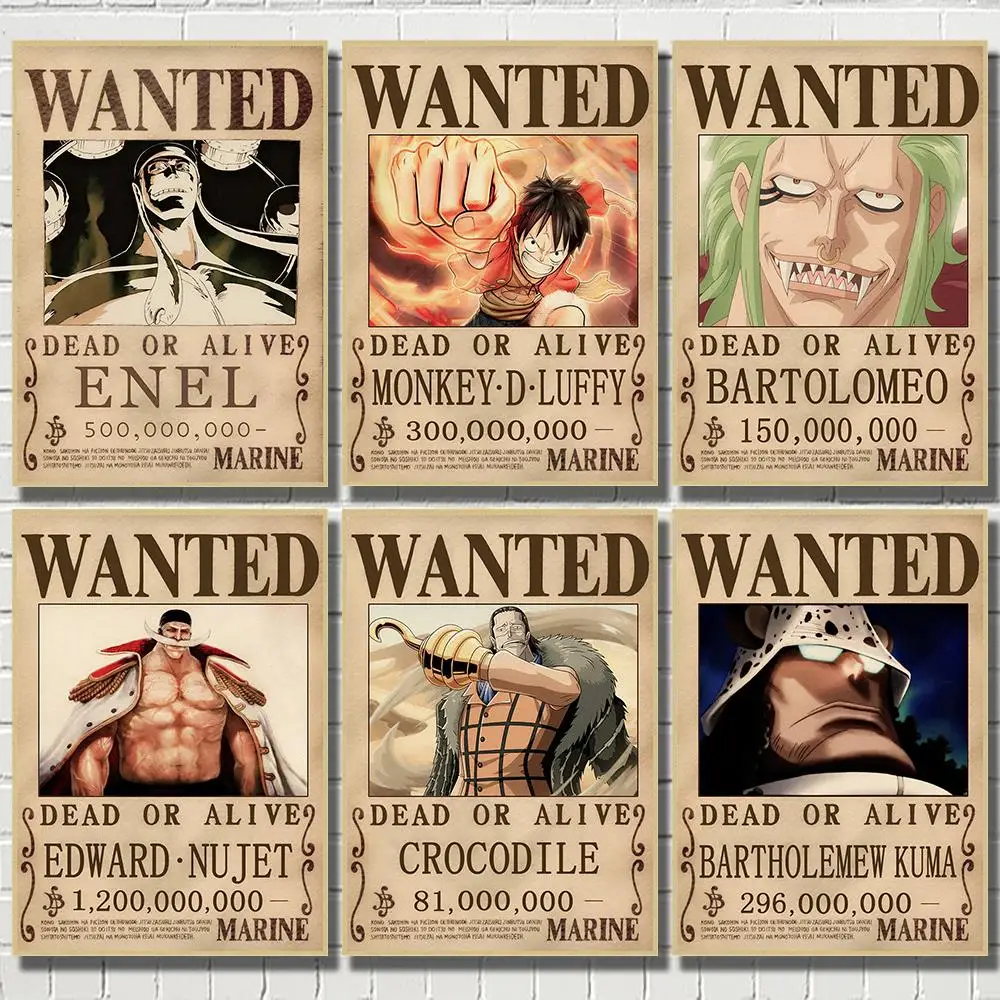 Оригинальные настенные наклейки Luffy винтажные бумажные постеры для домашнего
