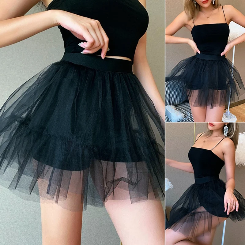 Mini Tulle Mesh A-Line Fashion Skirts for Women Elastic High Waist Lolita Elegant Girls Juniors Prom Party Skirt Black
Mini Tulle Mesh A-Line Fashion Skirts for Women Elastic High Waist Lolita Elegant Girls Juniors Prom Party Skirt Black