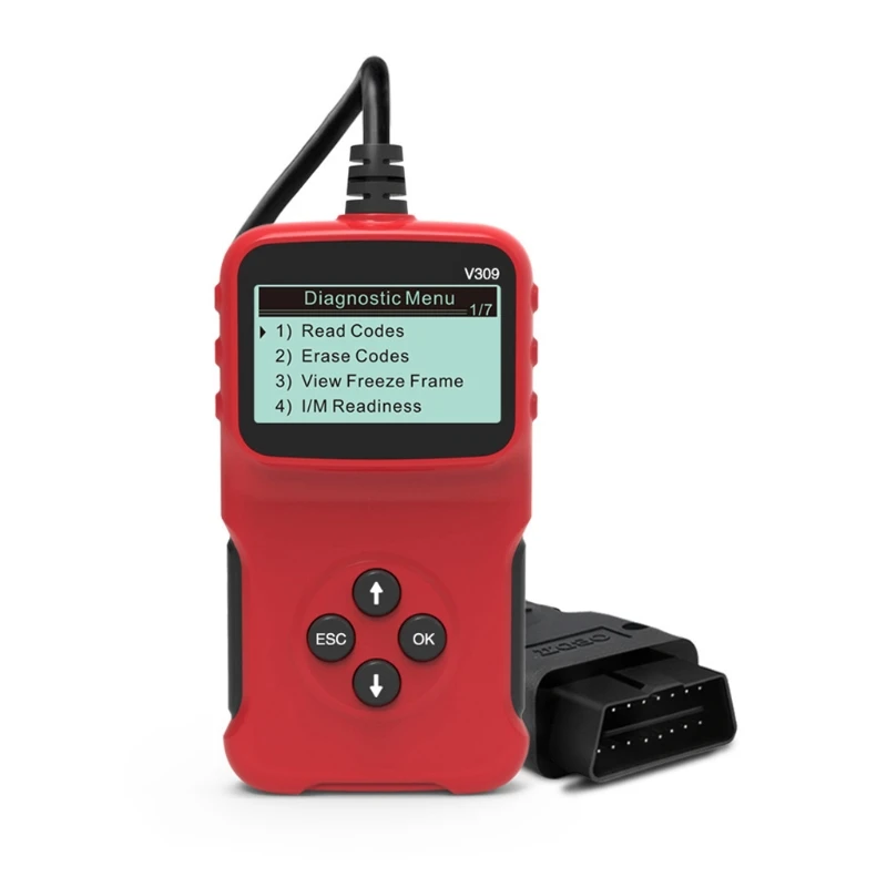 Считыватель кодов автомобилей OBD2 V309, автомобильный диагностический сканер кодов ошибок со стиранием/сбросом, считыватель кодов
Считыватель кодов автомобилей OBD2 V309, автомобильный диагностический сканер кодов ошибок со стиранием/сбросом, считыватель кодов