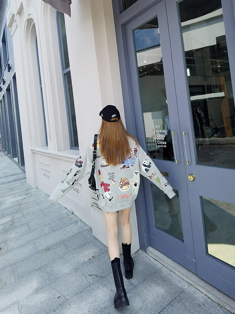 Vefadisa Cartoon Print Women Sweatshirt 2021 Spring Long Sleeve Pullovers Coat Casual Sweatshirt Coat Black White Gray QYF4781
Vefadisa Cartoon Print Women Sweatshirt 2021 Spring Long Sleeve Pullovers Coat Casual Sweatshirt Coat Black White Gray QYF4781