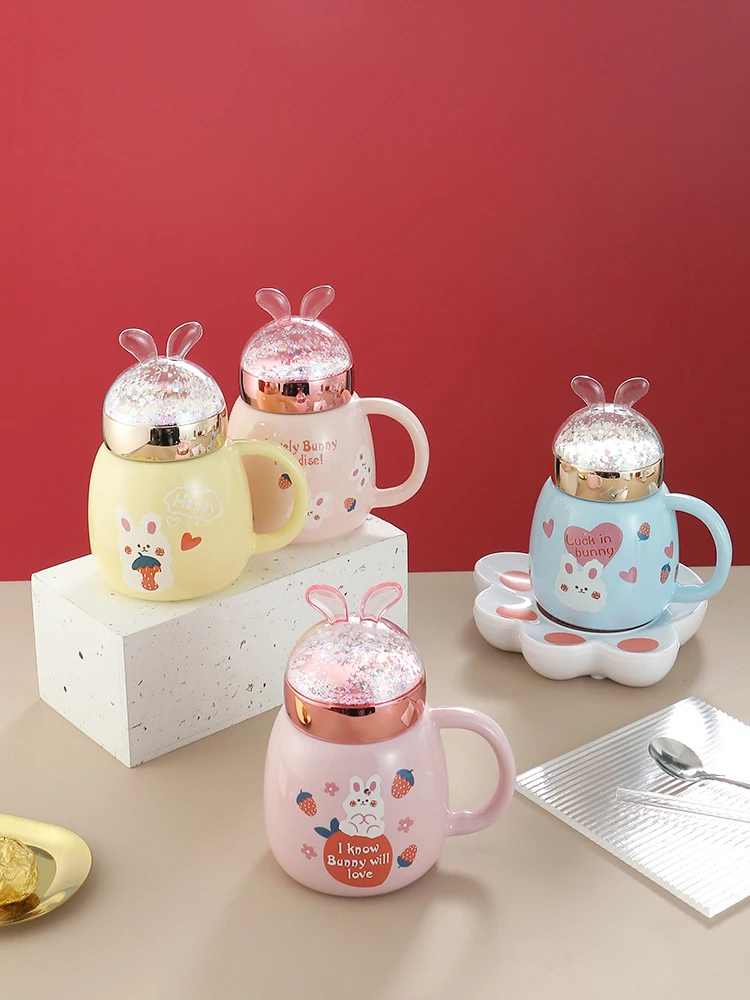 Children's ceramic cup rabbit mug home drinking water pupils with lid spoon water cup breakfast milk cup cartoon girl
Children's ceramic cup rabbit mug home drinking water pupils with lid spoon water cup breakfast milk cup cartoon girl