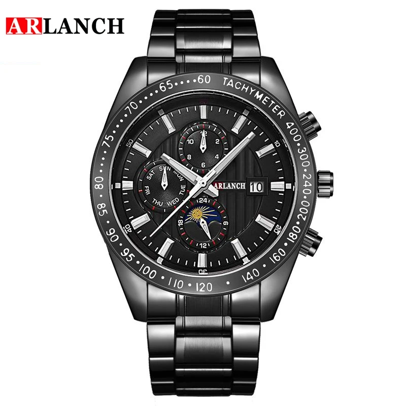 Fashion Brand ARLANCH Men's Watches Sports Quartz Wristwatch Waterproof Steel Watch for Man Relogio Masculino Male Clock | Наручные
