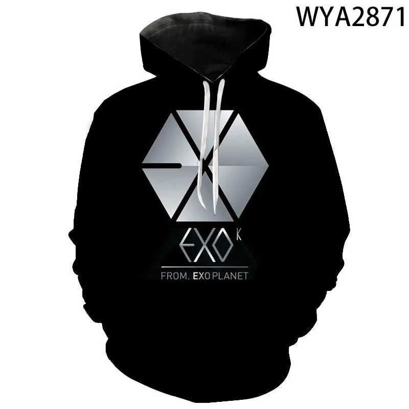 Толстовка с длинным рукавом для мужчин и женщин Модный свитшот 3D принтом EXO