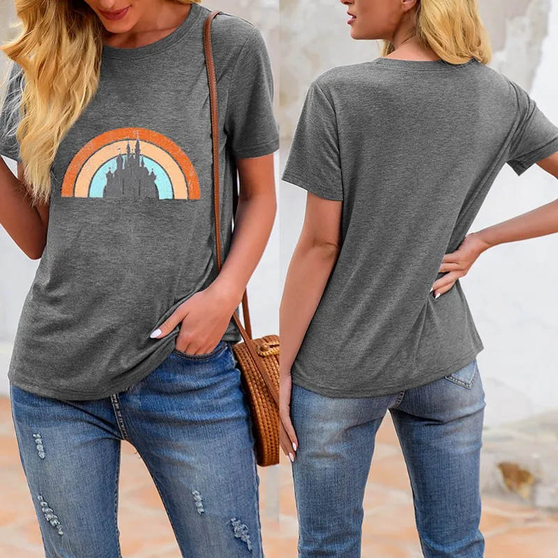Female Casual T-shirts Women O-neck Summer Tee Shirts Rainbow Print Short Sleeve T-shirts
Female Casual T-shirts Women O-neck Summer Tee Shirts Rainbow Print Short Sleeve T-shirts