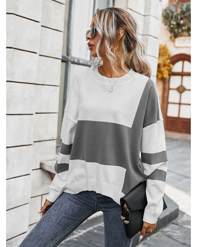 Women Clothing 2020 New Autumn Fashion Contrast Color Stitching Sweater Women
Women Clothing 2020 New Autumn Fashion Contrast Color Stitching Sweater Women
