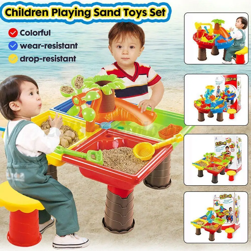 

Креативный детский летний стол для песка и воды, Детский семейный набор игрушек, водный круг, для родителей и детей, для пляжа и игр на открыт...