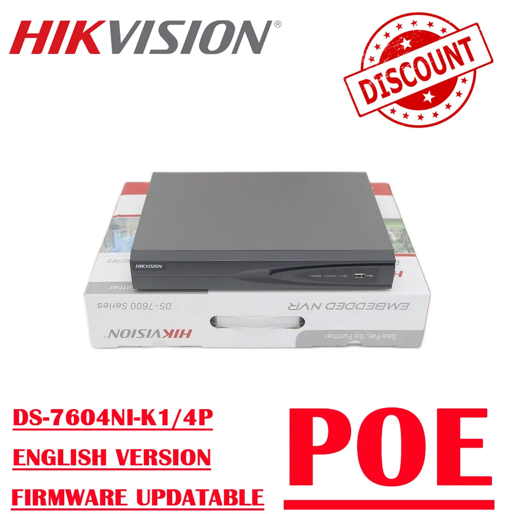 

Hikvision DS-7604NI-K1/4 P 4-канальный 1U 4 PoE 4K NVR H.265 + сетевой видеорегистратор Plug and Play
