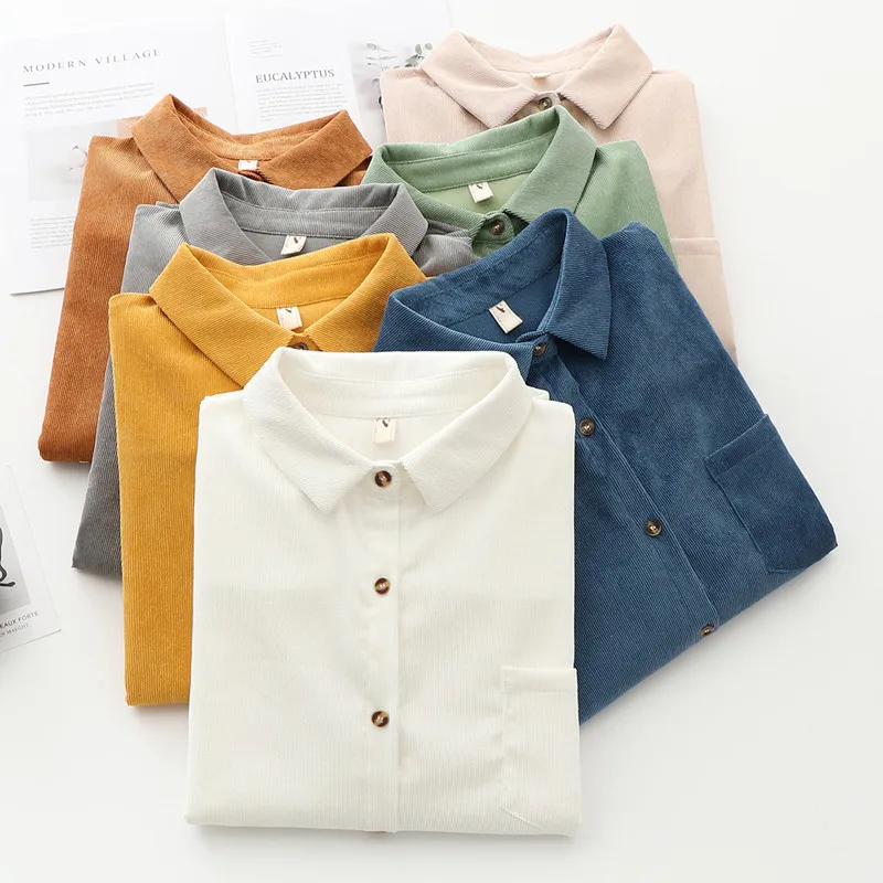 Corduroy Shirts Womens Tops And Blouses Long Sleeve Spring Ladies Solid Loose Boyfriend Style Shirt
Corduroy Shirts Womens Tops And Blouses Long Sleeve Spring Ladies Solid Loose Boyfriend Style Shirt