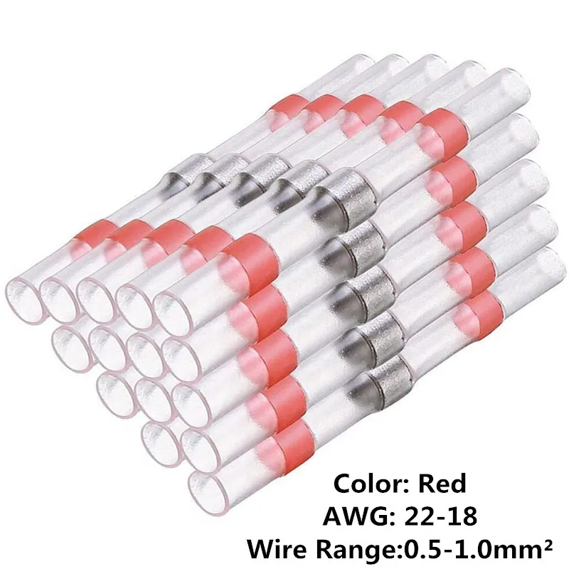 10/50PCS Heat Shrinkable Wire Connectors SST21 Waterproof Sleeve AWG22-18 Butt Electrical Splice Tinned Solder Seal Terminal - купить по