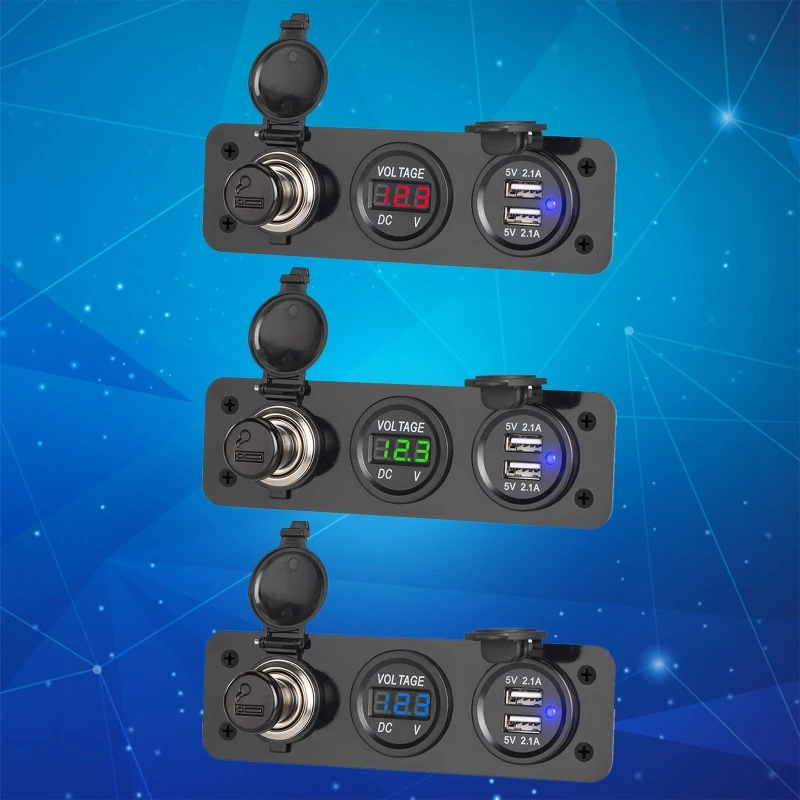 Dual USB 2.1A Car Charger with LED Voltmeter 12V Outlet Power Socket Panel Jack for Car Boat Marine SUV Vehicles 
Dual USB 2.1A Car Charger with LED Voltmeter 12V Outlet Power Socket Panel Jack for Car Boat Marine SUV Vehicles