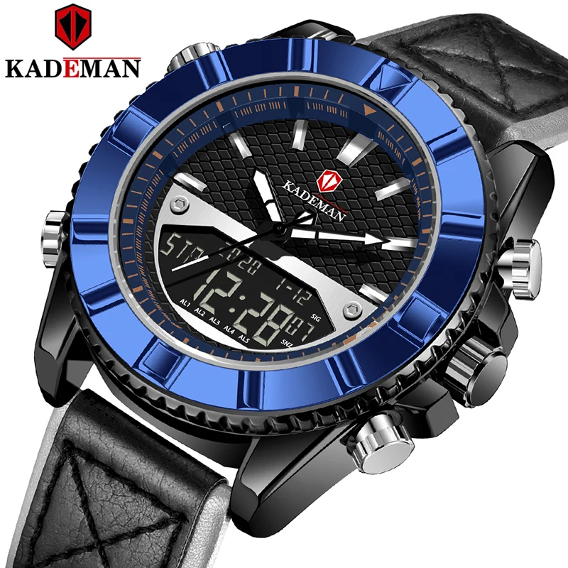 KADEMAN 2020 Новое поступление мужские часы многофункциональные светодиодные цифровые часы с кожаным ремешком водонепроницаемые мужские кварц...
KADEMAN 2020 Новое поступление мужские часы многофункциональные светодиодные цифровые часы с кожаным ремешком водонепроницаемые мужские кварц...