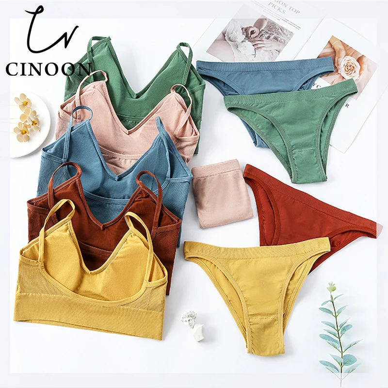 CINOON Women Seamless Bra Set Sexy Bikini Thong Low Waist Panties Wire Free Bralette Cotton Comfortable Feamale Lingerie Set
CINOON Women Seamless Bra Set Sexy Bikini Thong Low Waist Panties Wire Free Bralette Cotton Comfortable Feamale Lingerie Set