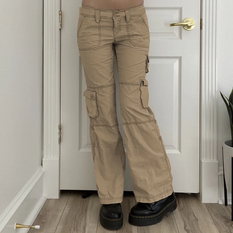 Khaki Cargo Pants Women's Low Waist Baggy Jeans Streetwear Pockets Patchwork Straight Y2k Vintage Grunge Fashion Denim Trousers
Khaki Cargo Pants Women's Low Waist Baggy Jeans Streetwear Pockets Patchwork Straight Y2k Vintage Grunge Fashion Denim Trousers