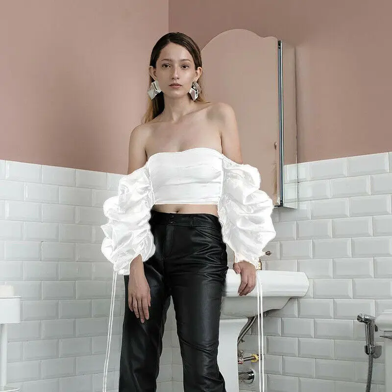 Womens Long Sleeve Puff Sleeve Slash Neck Blouse Shitrs Summer Fashion Casual Crop Tops
Womens Long Sleeve Puff Sleeve Slash Neck Blouse Shitrs Summer Fashion Casual Crop Tops