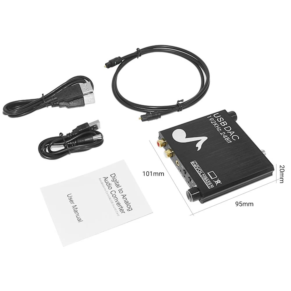 Digital to Analog Audio Converter 192KHz/24Bit DAC Optical Fiber Coaxial Toslink RCA 3.5 mm Built-in Bass Volume Control for TV
Digital to Analog Audio Converter 192KHz/24Bit DAC Optical Fiber Coaxial Toslink RCA 3.5 mm Built-in Bass Volume Control for TV