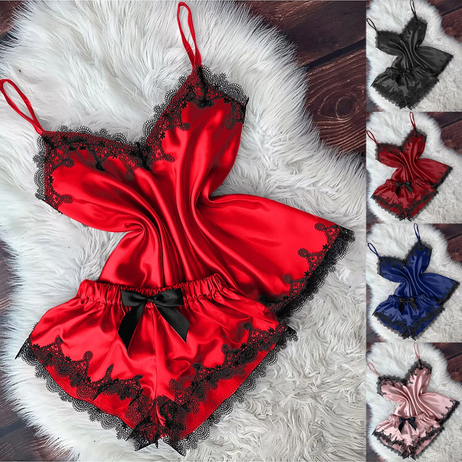 New Women Sexy Lingerie Camisole Bow Shorts V-neck Tops Velvet Pajamas Sleepwear Pajama Sets Femme Sexy Lace Lingerie Summer
New Women Sexy Lingerie Camisole Bow Shorts V-neck Tops Velvet Pajamas Sleepwear Pajama Sets Femme Sexy Lace Lingerie Summer