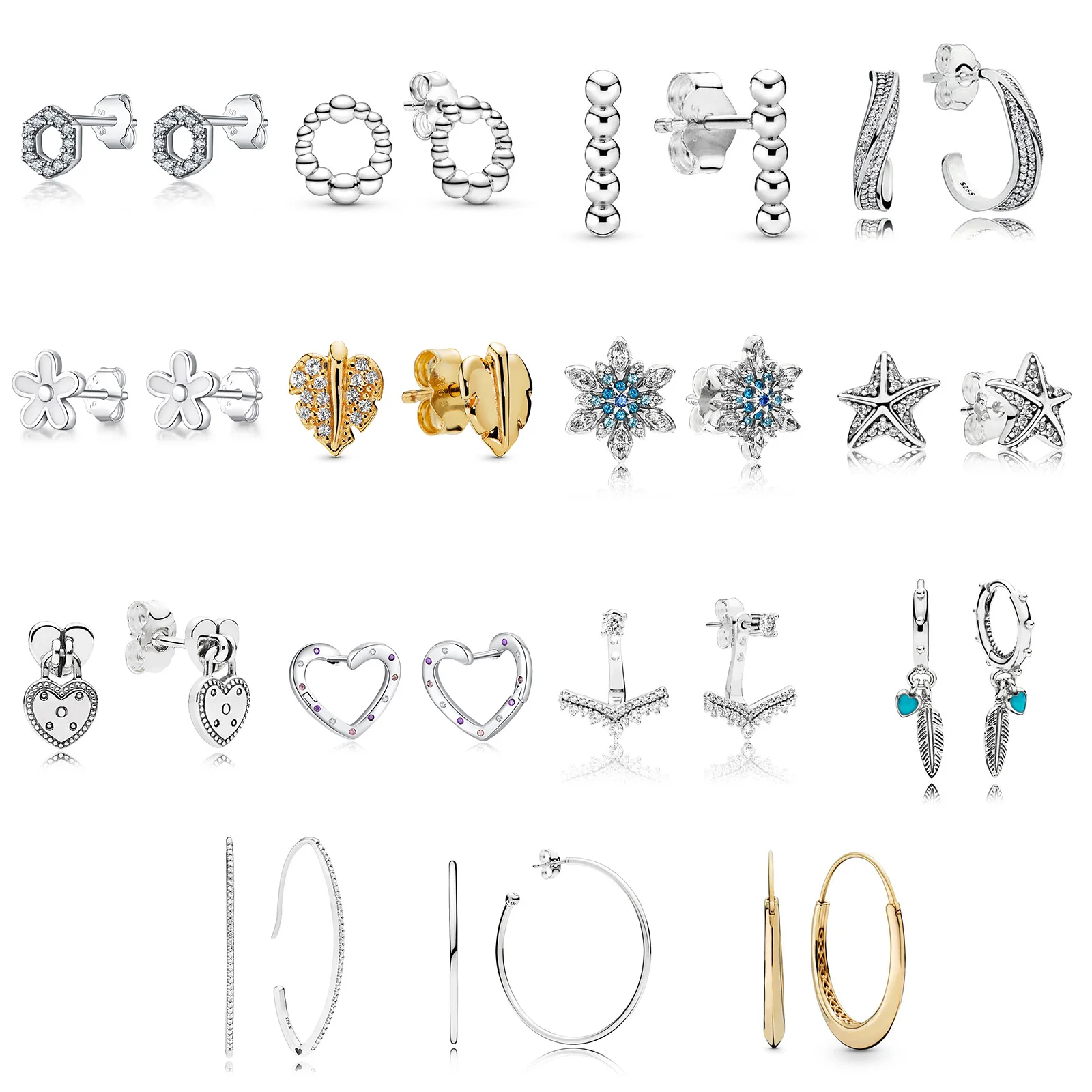 925 Sterling Silver Earring Diy Hive Gold Leaf Snowflake Starfish Dreamcatcher Shape Earring For Women Wedding Party Jewelry
925 Sterling Silver Earring Diy Hive Gold Leaf Snowflake Starfish Dreamcatcher Shape Earring For Women Wedding Party Jewelry