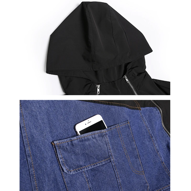 Tide brand large size women's spring 2020 new dark trench coat women's mid-length loose denim stitching hooded jacket Female
Tide brand large size women's spring 2020 new dark trench coat women's mid-length loose denim stitching hooded jacket Female