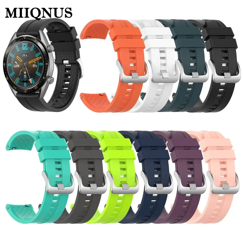 Силиконовый ремешок для часов MIIQNUS мягкий оригинальный Huawei Watch GT/Active/Honor Magic 20