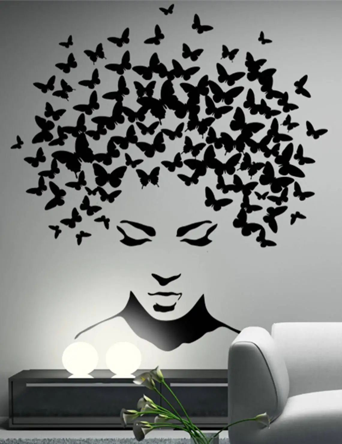 

Бабочка женская голова Наклейка на стену настенное украшение «бабочка» Бабочка стикер стены гостиной спальни арт-деко украшение дома 34
