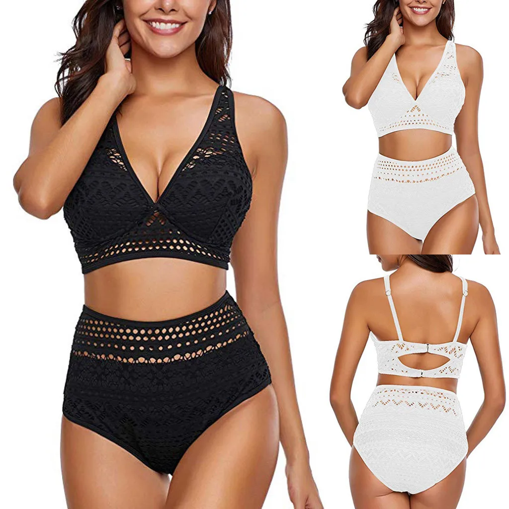 Women's Two Pieces Crochet Lace High Waist V Neck Bikini Set Sexy Mesh Hollow Out Swimsuit Swimwear Summer Beachwear купальник
Women's Two Pieces Crochet Lace High Waist V Neck Bikini Set Sexy Mesh Hollow Out Swimsuit Swimwear Summer Beachwear купальник