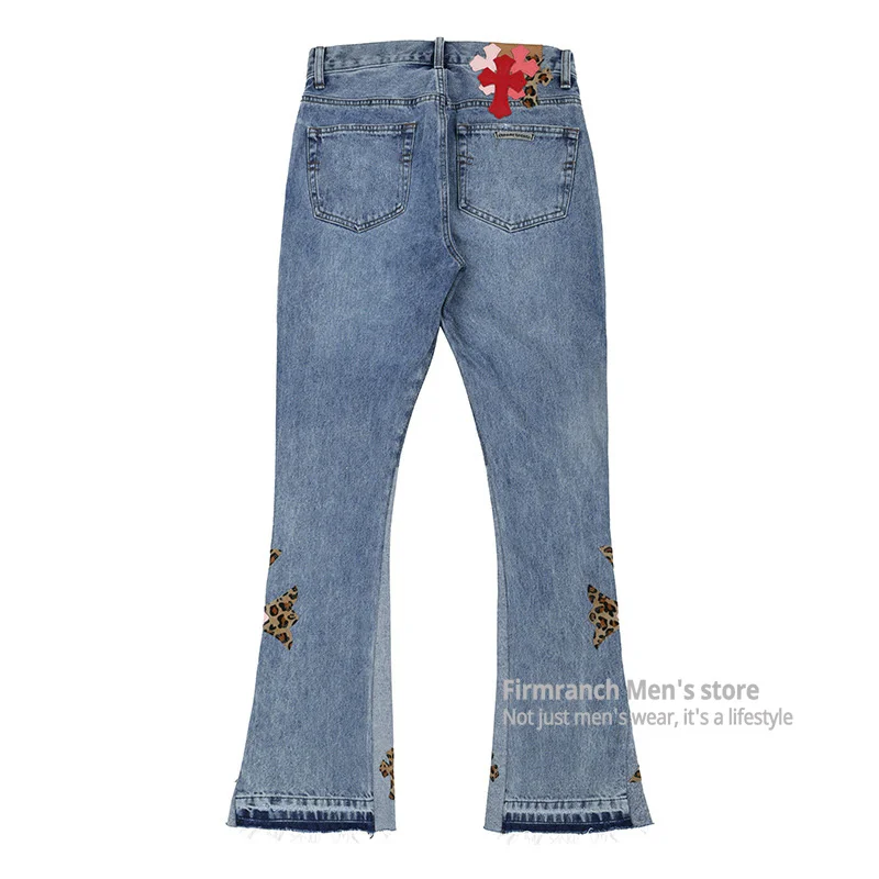 New Leather Red/Pink/Leopard Cross Jeans For Men/Women 2021 High Street Bell-Bottom Jeans Blue Bootcut Denim Pant Moto
New Leather Red/Pink/Leopard Cross Jeans For Men/Women 2021 High Street Bell-Bottom Jeans Blue Bootcut Denim Pant Moto