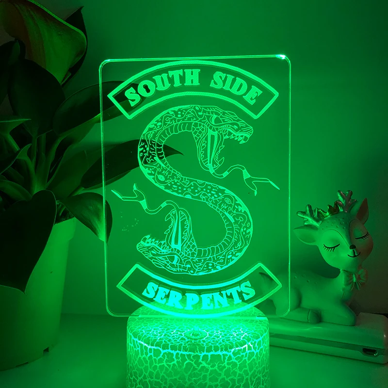 Акриловый 3D светодиодный ночник Riverdale «South Side Serpents», логотип змеи для домашнего декора, спальня, фотолампа с изменением USB, сенсорный Настоль...
Акриловый 3D светодиодный ночник Riverdale «South Side Serpents», логотип змеи для домашнего декора, спальня, фотолампа с изменением USB, сенсорный Настоль...
